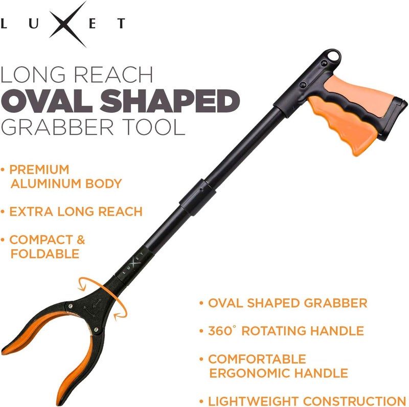 Luxet Grabber Reacher Tool 19 Inch Long, Foldable Pick Up Stick - Strong Grip Magnetic Tip - Heavy Duty Trash Picker Claw Reacher Grabber Tool Elderly Wheelchair Mobility Aid (Orange) - Image 3
