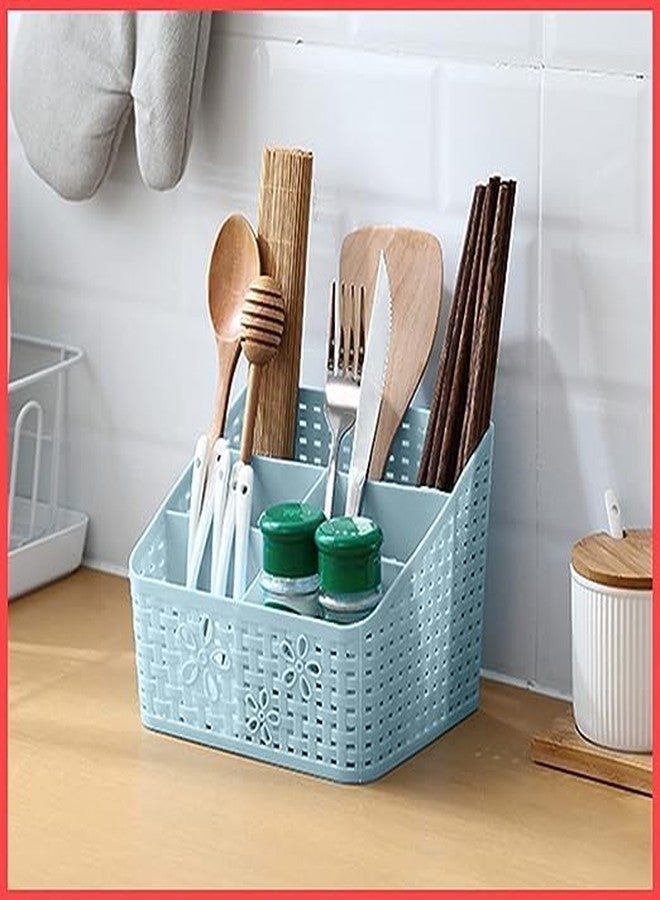 RUSHIL WERE Storage Basket | Free Charging Cable Protector | Makeup, Stationery, Desk, Kitchen StorageI Multi-Functional Organizer | With 5 Compartments | Plastic | Multicolor | Set of 1 - Image 4