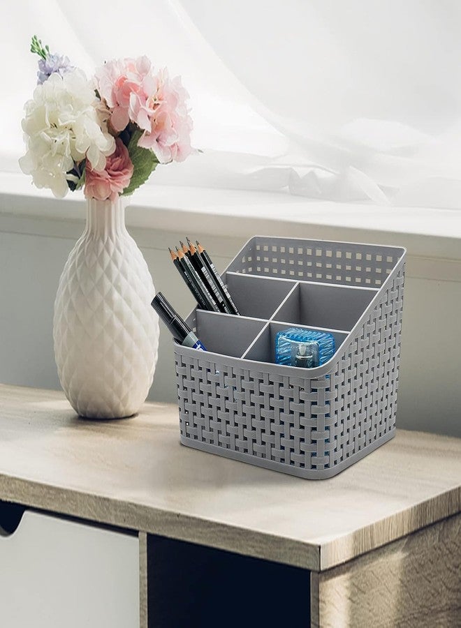 RUSHIL WERE Storage Basket | Free Charging Cable Protector | Makeup, Stationery, Desk, Kitchen StorageI Multi-Functional Organizer | With 5 Compartments | Plastic | Multicolor | Set of 1 - Image 5