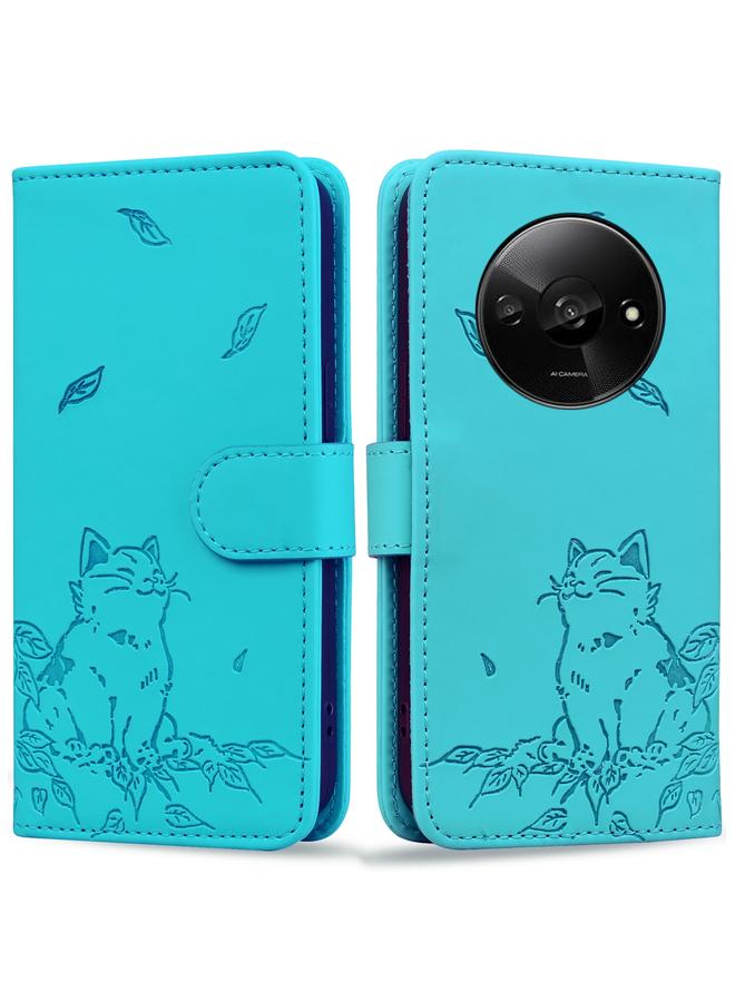 اس-توب جراب هاتف Redmi A3 من الجلد المنقوش بنقشة قطة لطيفة - Image 1