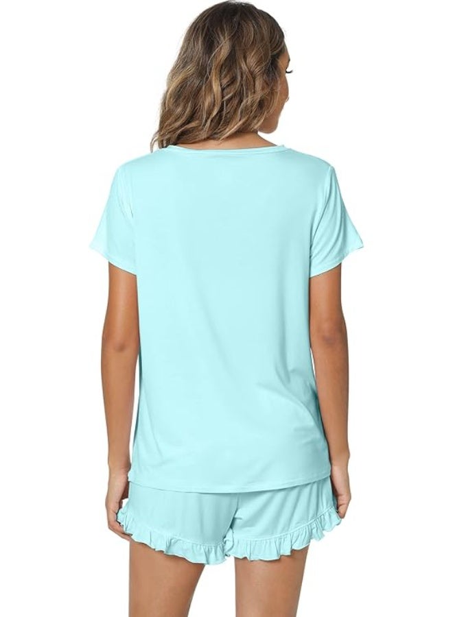 هوم توبيا مجموعة بيجامات حريرية قصيرة نسائية حصرية مع هودج ريشتة - أنيقة، مريحة، قابلة للتنفس، ملابس نوم كاجوال، مثالية للنوم، الاسترخاء في المنزل، مجموعات نوم الصيف، ملابس نسائية رائجة - Image 2