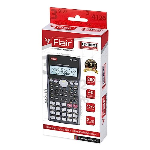 Flair FC-100MS Desktop Series Scientific Calculator | LCD Screen Display with Easy to See | New Additional Features with Data Editor & Soft Keys | Ideal for Student & Financial Work | Black, Pack of 1 - Image 5