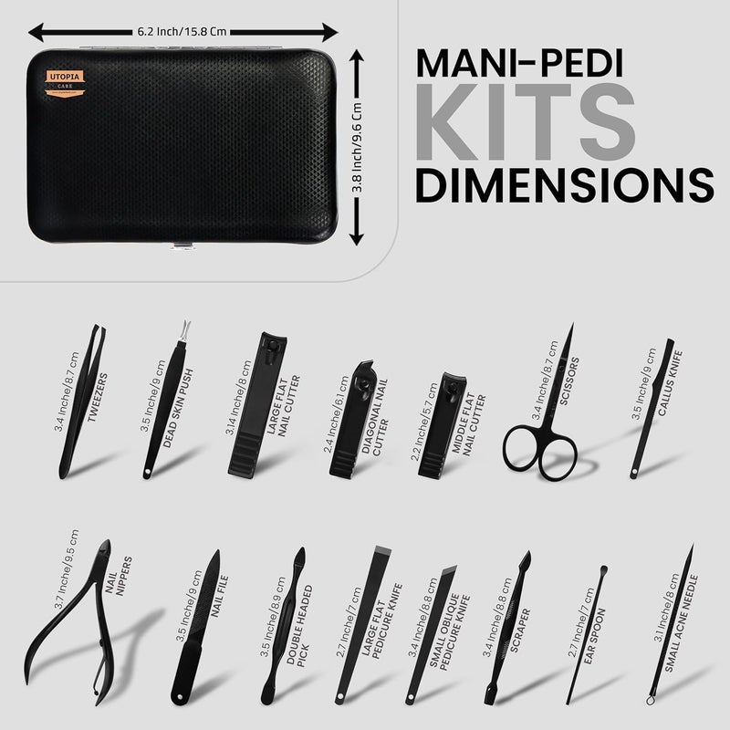 Utopia Care Manicure Kit for Women and Men, Manicure Set with Nail Clippers, Nail Kit Includes Fingernail & Toenail Clippers,16Pcs Pedicure Kit Stocking Stuffers with Travel Case, Yellow - Image 5