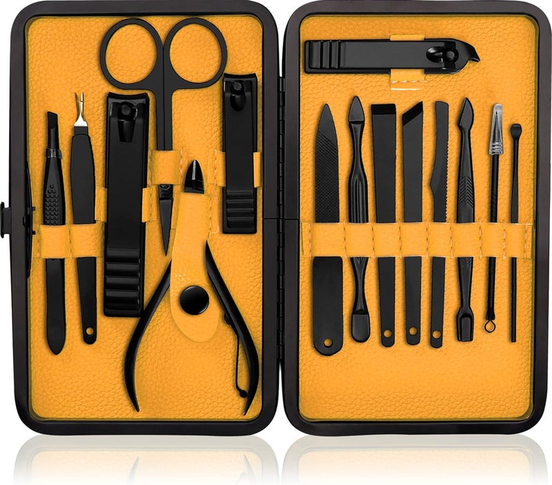 Utopia Care Manicure Kit for Women and Men, Manicure Set with Nail Clippers, Nail Kit Includes Fingernail & Toenail Clippers,16Pcs Pedicure Kit Stocking Stuffers with Travel Case, Yellow - Image 1
