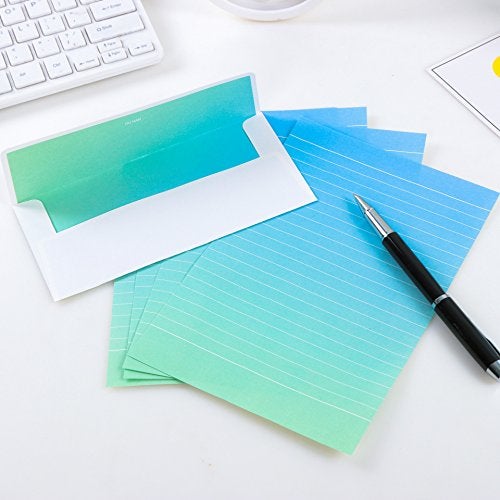 IMagicoo Stationery Paper and Envelope Set, 32 Stationery Paper for Writing Letters and 16 Matching Envelopes, Watercolor Writing Papers with Lines,4 Different Style(8.3x5.6) - Image 5
