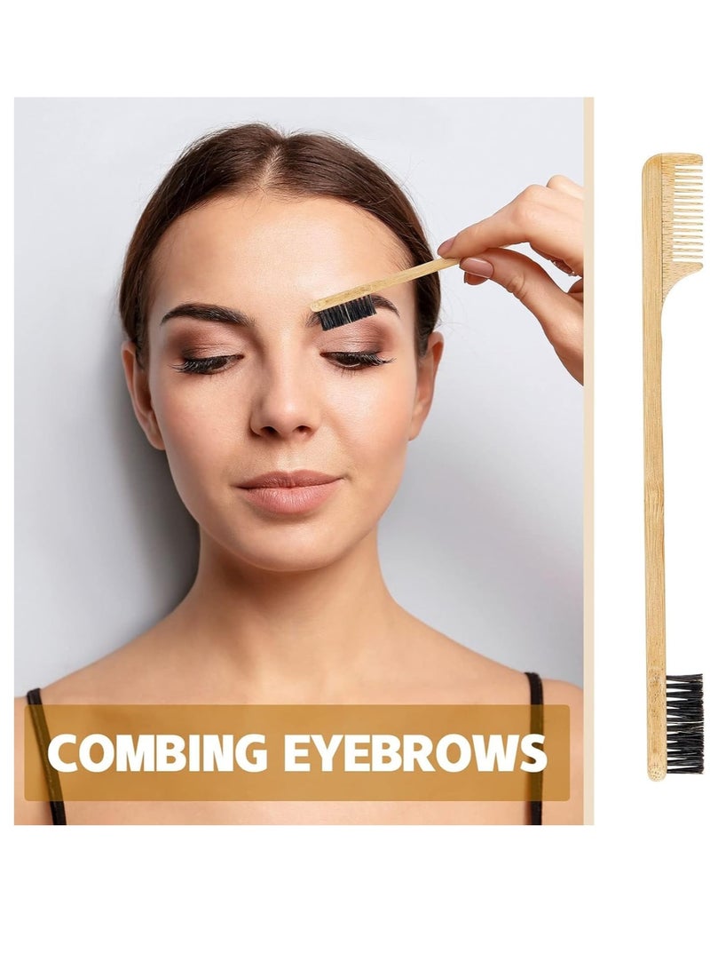Zikra 3 Pieces Mustache Brush Hair Edge Brushes 2-in-1 Edge Hair Brush Comb Gentle Edge Control Brush Wood Eyebrow Brush Tool - Image 5