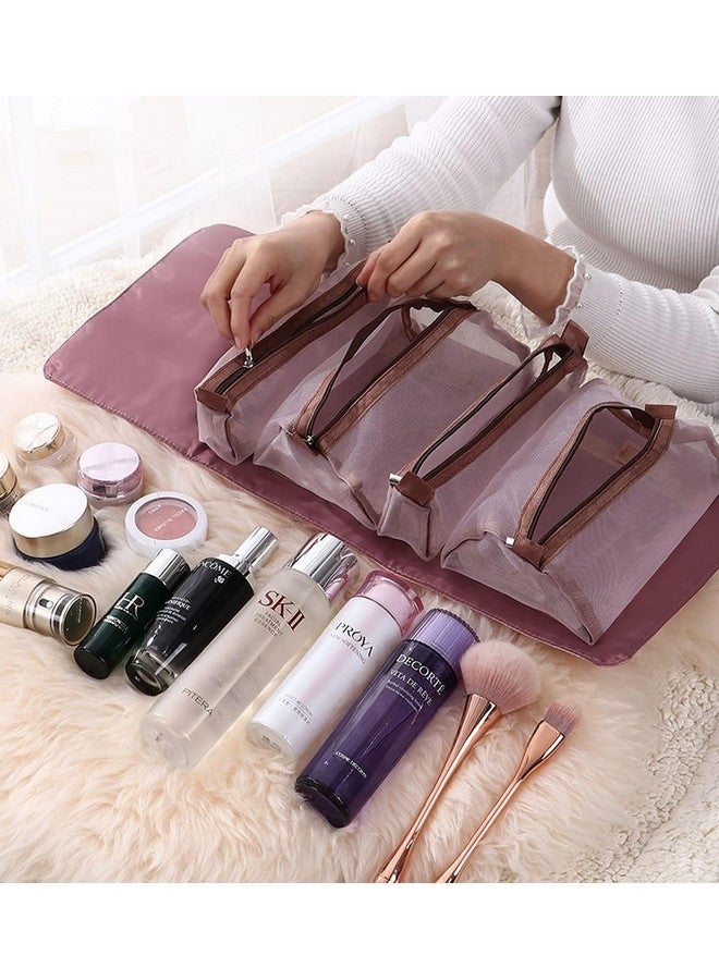 AC ENTERPRISE Professional Cosmetic Makeup Kit Storage Pouches for Travelling Toiletry Pouch for Women Foldable Makeup Organizer Pouch Bag Travel for Lipstick and Cosmetic Accessories (Pink) - Image 5