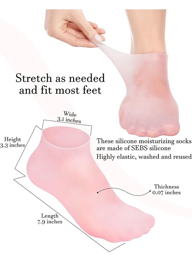 MXN 3 Pairs Silicone Socks for Women Dry Cracked Feet Soft Gel Rubber Socks, Foot Care Spa Pedicure Silicone Socks for Cracked Heel and Softening Rough Skin, Calluses - Image 2