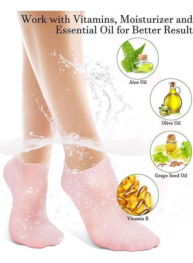 MXN 3 Pairs Silicone Socks for Women Dry Cracked Feet Soft Gel Rubber Socks, Foot Care Spa Pedicure Silicone Socks for Cracked Heel and Softening Rough Skin, Calluses - Image 4