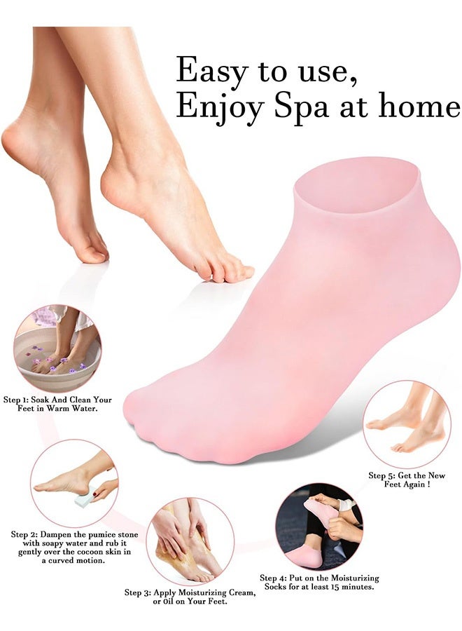 MXN 3 Pairs Silicone Socks for Women Dry Cracked Feet Soft Gel Rubber Socks, Foot Care Spa Pedicure Silicone Socks for Cracked Heel and Softening Rough Skin, Calluses - Image 5