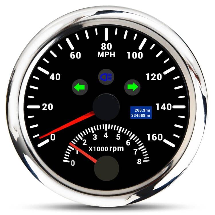 عداد سرعة ARTILAURA GPS 0160MPH مع عداد دوران 8000 RPM 85mm 3 38 قارب عداد سرعة GPS سيارة للبحرية السوداء