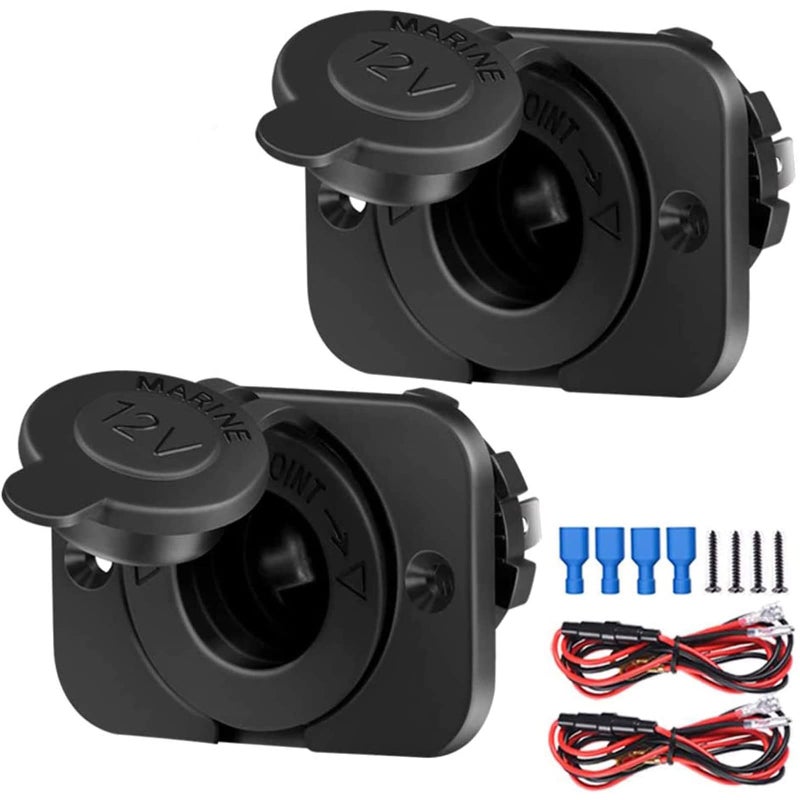 ZHSMS Cigarette Lighter Socket - Car Marine Motorcycle ATV RV Lighter Socket Power Outlet Socket Receptacle 12V Waterproof Plug by (2 Pack)