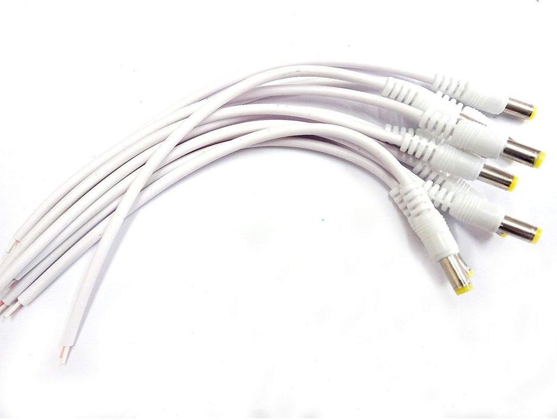 River Fox Combo Pack of 10 Pcs BNC Connector with Copper Wire Moulded - 18CM and 10 Pc DC Power Pigtail Male Cables with 2.1mm Connectors Barrel Jack for Surveillance CCTV Camera (White) - Image 2