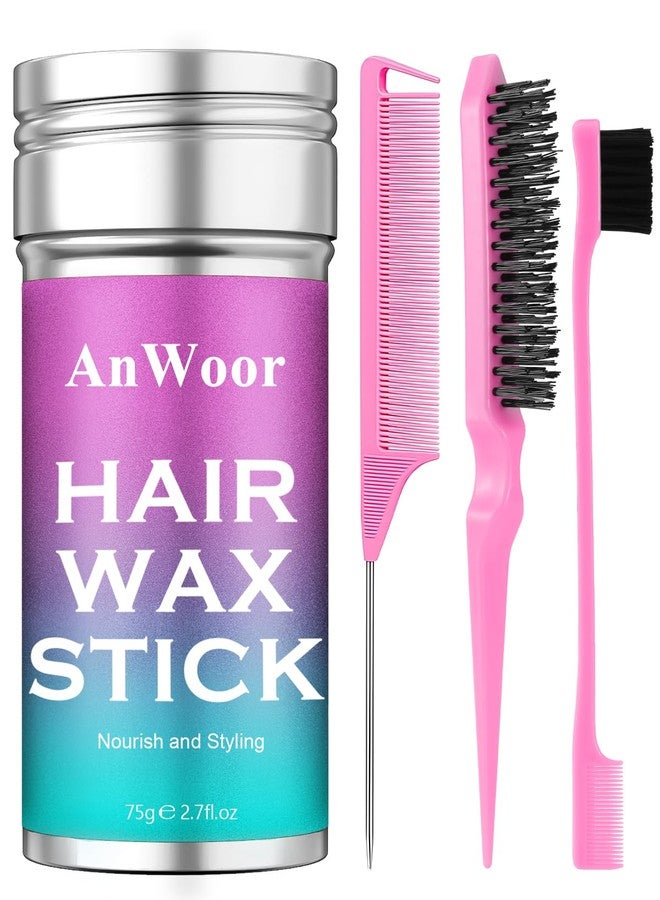 انوور مجموعة تصفيف الشعر الناعمة غير الدهنية مع عصا شمع الشعر وفرشاة الشعر - إكسسوارات شعر عصرية للنساء والأطفال والمراهقات - للتحكم في الشعر المتطاير والمجعد - Image 1