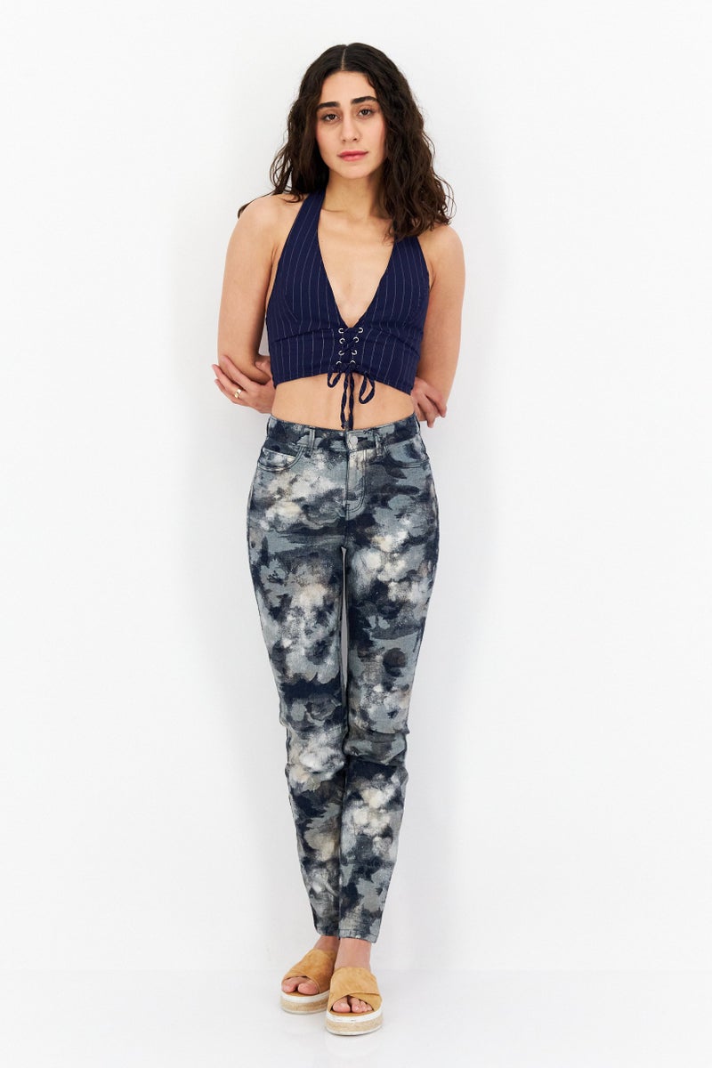 GUESS جينز ضيق للنساء بتصميم تيل داي، مجموعة أزرق بحري - Image 4