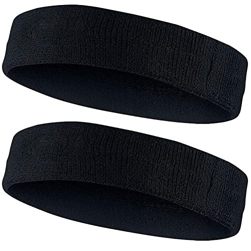 AMIFIT Sport Headband for Men and Women - Sports Headband for Workout & Running, Breathable, Non-Slip Sweat Head Bands for Long Hair, Pack of 2 (Black) - Image 1