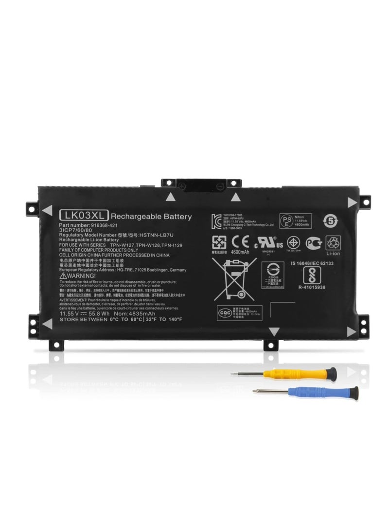 Terabyte بطارية لابتوب LK03XL لجهاز Envy X360 Convertible 17-AE 17M-AE 17T-AE 17-BW 17M-BW 17-CE 17M-CE 17T-CE 17T-BW 15-BP 15M-BP 15-BQ 15M-BQ 15M-CP 15M-CN0XXX L09281-855 916814-855 916368-541 916368-421 - Image 1