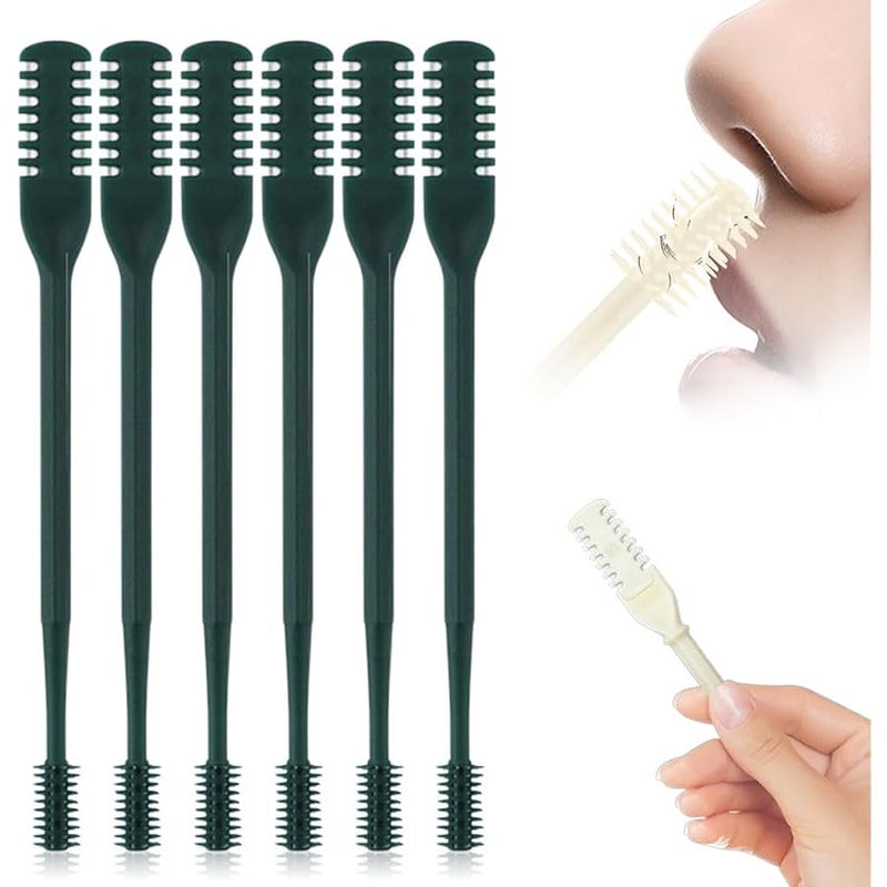 2-in-1 Nose Hair Trimmer for Daily Use,2026 Manual 360° Rotating Nostril Hair Removal Tool Double Sided Blade Travel Size,Nasal Hair Cutter for Women Men (Dark Green, 6 Pcs) - Image 1