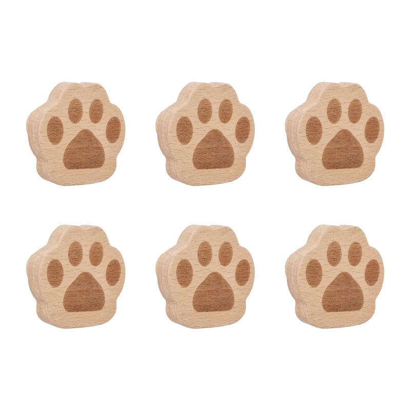 MOROBOR Cats Paw Print Knobs 6pcs SelfAdhesive Wood Drawer Knobs Single Hole Pull Handles Unique Decorative Wooden Furniture Knobs with Screws Expansion Tube - Image 2