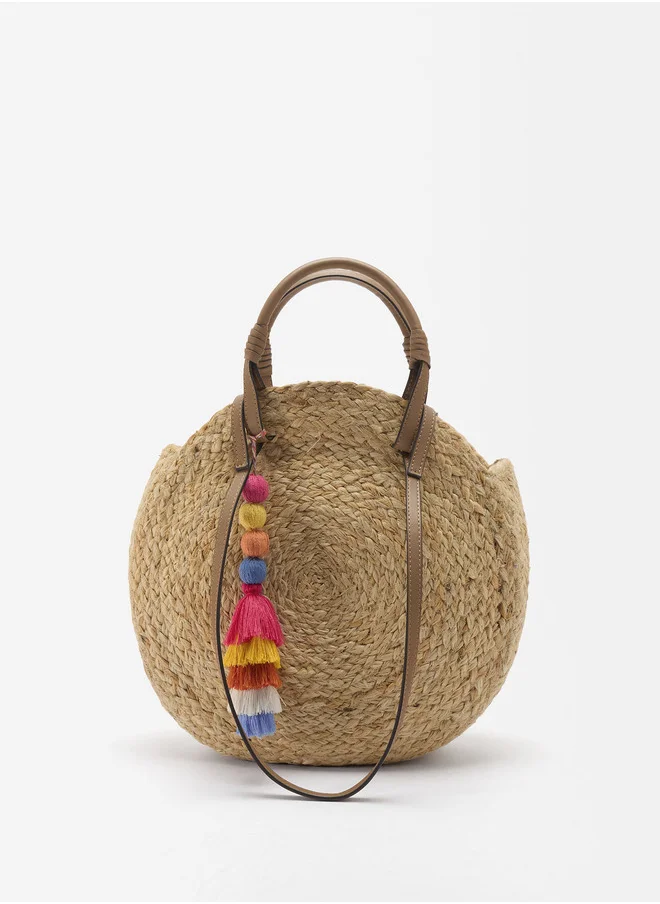 PARFOIS STRAW EFFECT SHOPPER BAG WITH PENDANT