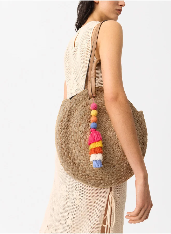 PARFOIS STRAW EFFECT SHOPPER BAG WITH PENDANT