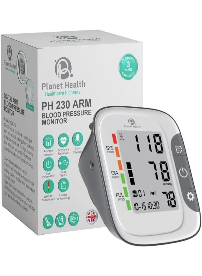 Planet Health Plant Health PH 230 Arm Blood Pressure Monitor with a 3-year warranty. - Image 1