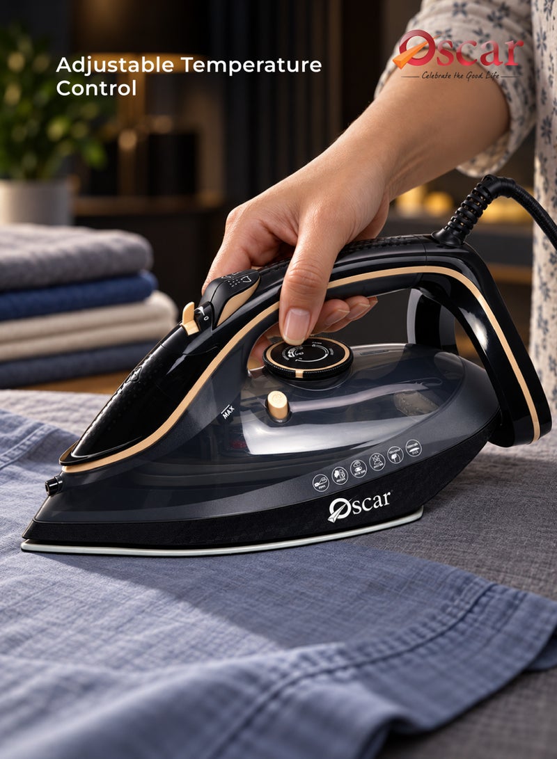 Oscar 2400W Steam Iron | 350ml Large Water Tank | Premium Ceramic Soleplate for Smooth Glide | Adjustable Temperature Control for All Fabrics | Continuous & Burst Steam with Spray & Dry Ironing | Self‑Cleaning System | OSI801 - 2 Year Warranty - Image 5
