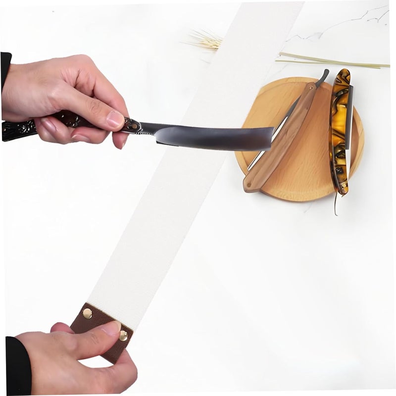 Canvas Razor Strop Portable Barber Sharpening Tool with Hanging Buckle for Daily Use - Image 2