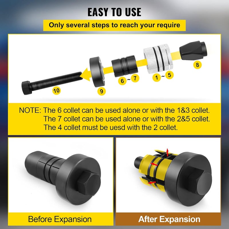 VEVOR Exhaust Pipe Stretcher Kit 1-5/8" to 4-1/4" Pipe, Exhaust Pipe Expander Kit for Tail Pipe Tube, Exhaust Pipe Expander Tool w/Storing Case, 7 Pcs Pipe Expander, Exhaust Stretcher - Image 4