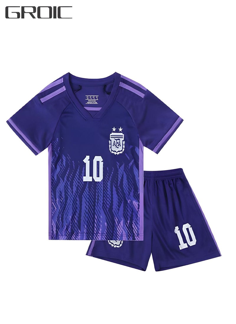 GROIC Messi Jersey #10 Soccer T Shirt and Shorts,Football Jersey for Kids,Football Suits,Football Jersey Set  - Image 1