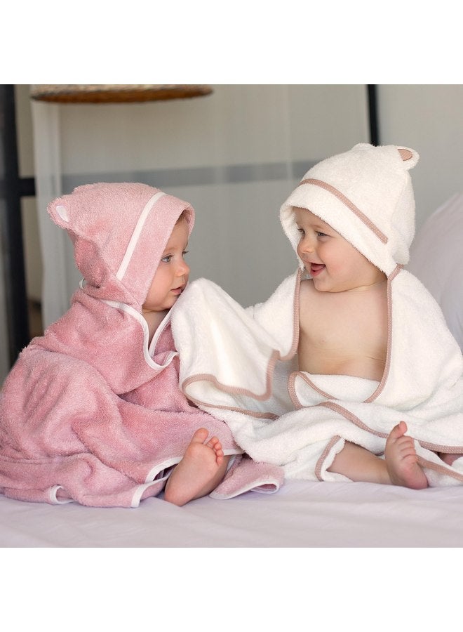 وورم كادلز منشفة حمام أطفال فاخرة من Warm Cuddles - مصنوعة من الرايون من الخيزران - منشفة أطفال بغطاء رأس - منشفة أطفال حديثي الولادة بغطاء رأس - منشفة كبيرة بغطاء رأس للرضع حديثي الولادة من الأولاد والبنات (وردي) - Image 5