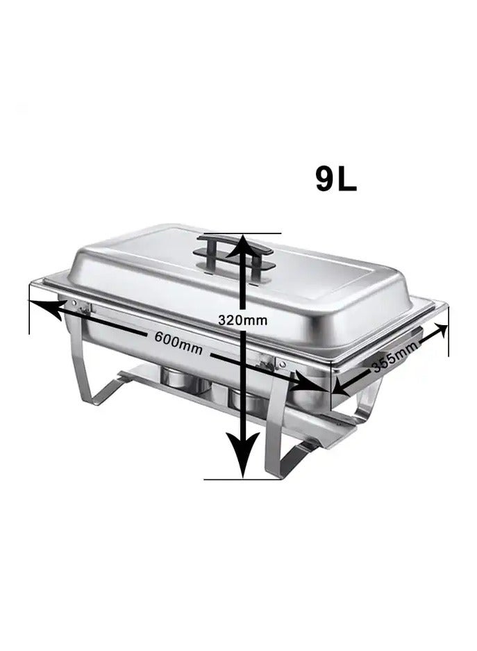 AFCO Stainless Steel Chafing Dishes, Double Pan Food Warmers, 9L, 2 Compartments, for Restaurant Party Wedding Hotel, Silver - Image 4