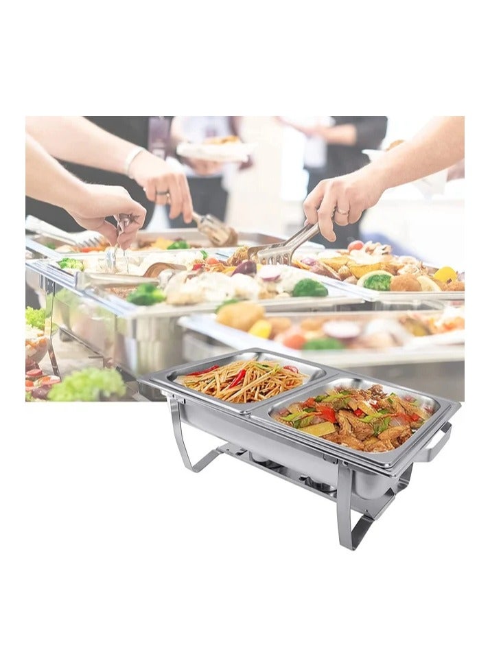 AFCO Stainless Steel Chafing Dishes, Double Pan Food Warmers, 9L, 2 Compartments, for Restaurant Party Wedding Hotel, Silver - Image 5