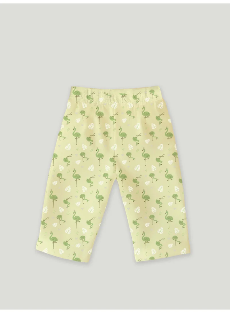 Luay  Luay® 100% Cotton Flamingo Printed Co-ord Set | Ultra-Soft Stylish & Classy Oufits | Full-Sleeve T-Shirt & Comfy Pants - Soft Yellow for Women | Best Price UAE