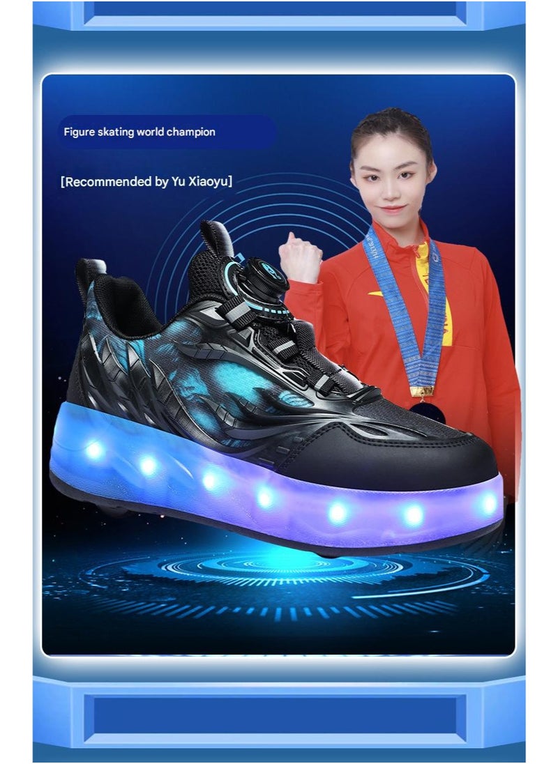 NIBEMINENT Kids Roller Skates Shoes 4 Wheels Roller Shoes Boys Girls Wheel Shoes Roller Sneakers Shoes for Beginner More Balanced  - Image 2