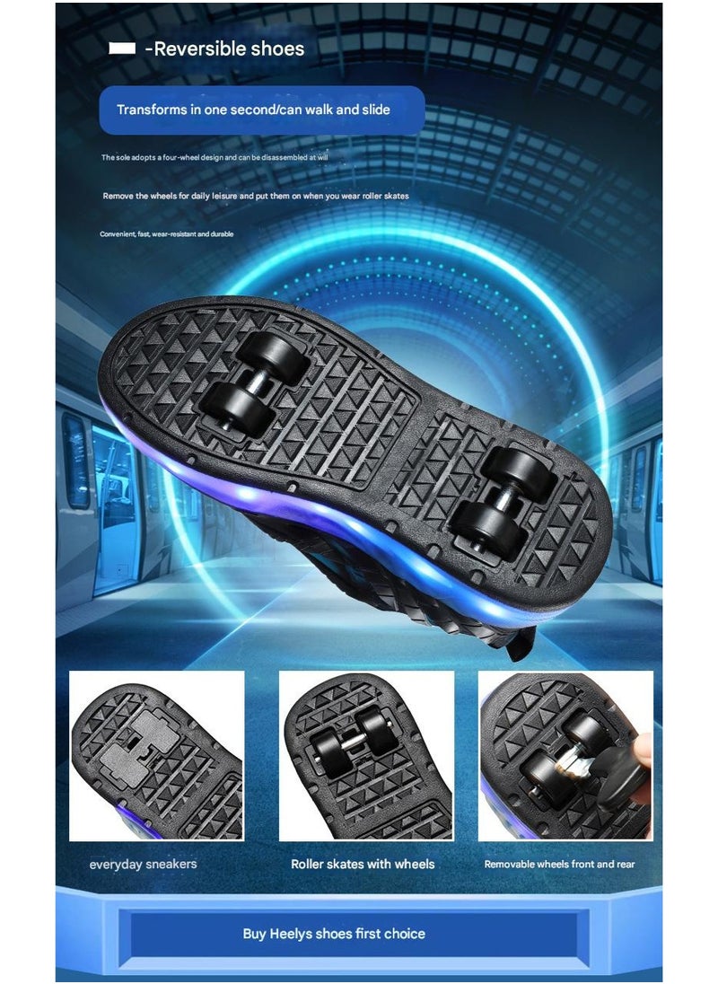 NIBEMINENT Kids Roller Skates Shoes 4 Wheels Roller Shoes Boys Girls Wheel Shoes Roller Sneakers Shoes for Beginner More Balanced  - Image 4