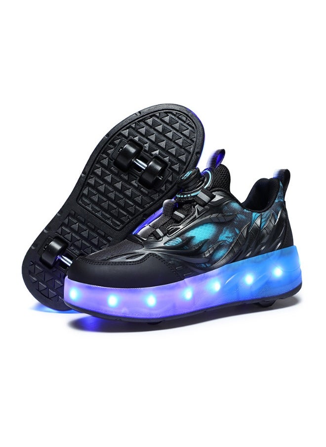 NIBEMINENT Kids Roller Skates Shoes 4 Wheels Roller Shoes Boys Girls Wheel Shoes Roller Sneakers Shoes for Beginner More Balanced  - Image 1