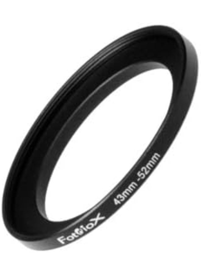Fotodiox Metal Step Up Ring, Anodized Black Metal 43mm-52mm, 43-52 mm - Image 1