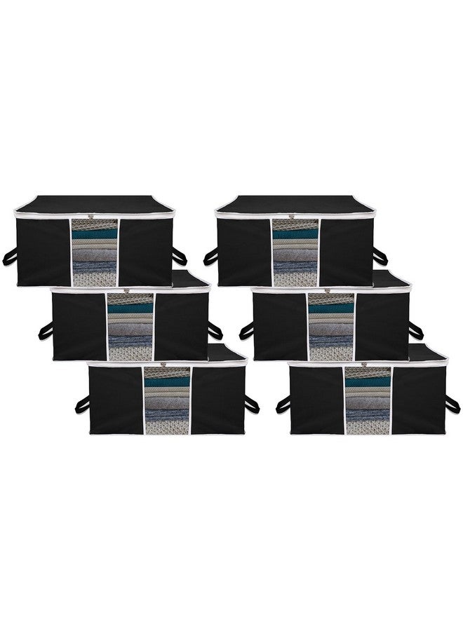 Kuber Industries Kuber Industries 6 Piece Under Bed Foldable Organizer|Clothing Storage Bags|Blanket, Quilt, Comforter Cover (Black) - Image 1