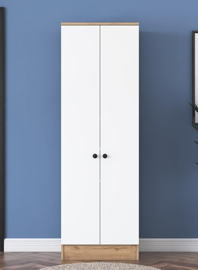 Home Canvas Elegance Tall Shoe Storage Cabinet White and Oak - Image 4