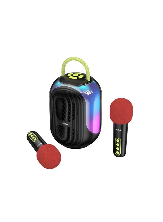 Hoco Portable Bluetooth Party Speaker, with 2 Wireless Microphones, Colorful LED Light, HD Stereo Sound, Perfect for Karaoke DS68 - Image 1