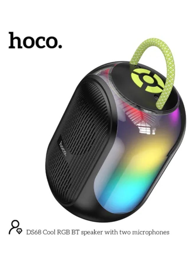 Hoco Portable Bluetooth Party Speaker, with 2 Wireless Microphones, Colorful LED Light, HD Stereo Sound, Perfect for Karaoke DS68 - Image 4