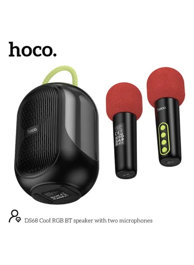 Hoco Portable Bluetooth Party Speaker, with 2 Wireless Microphones, Colorful LED Light, HD Stereo Sound, Perfect for Karaoke DS68 - Image 5