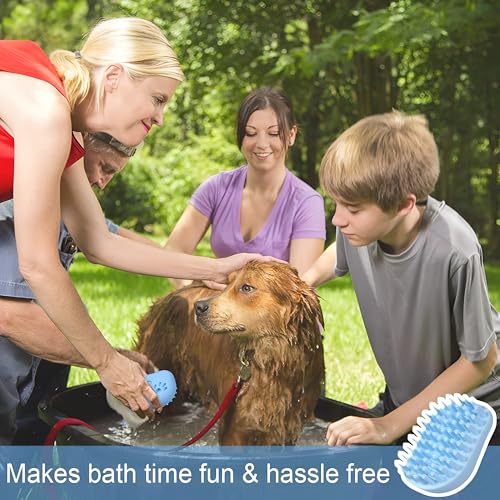 HANK Silicone Brush for Dogs & Cats - Soft Bristle Bath Comb - Deshedding Hair Remover - Shampoo Bathing Brush - Gentle Skin Safe - Easy Grip Grooming Accessory for Bathing Cleaning - Image 4