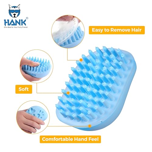 HANK Silicone Brush for Dogs & Cats - Soft Bristle Bath Comb - Deshedding Hair Remover - Shampoo Bathing Brush - Gentle Skin Safe - Easy Grip Grooming Accessory for Bathing Cleaning - Image 3