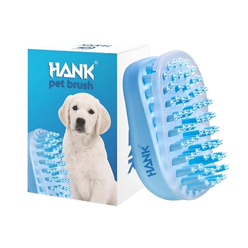 HANK Silicone Brush for Dogs & Cats - Soft Bristle Bath Comb - Deshedding Hair Remover - Shampoo Bathing Brush - Gentle Skin Safe - Easy Grip Grooming Accessory for Bathing Cleaning - Image 1