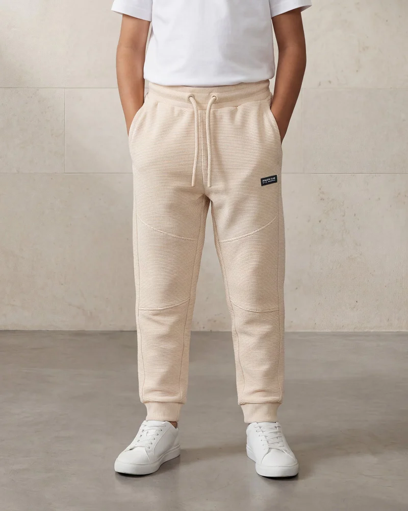 Redtag Boys Beige Ottoman Track Pants