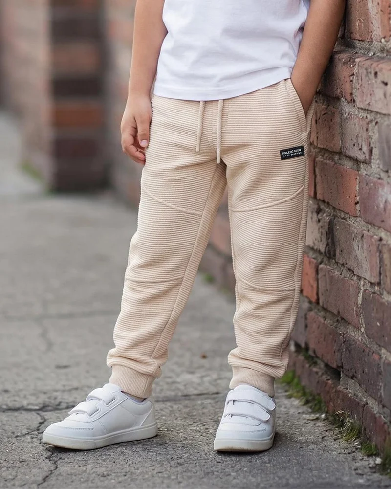 Redtag Boys Beige Ottoman Track Pants