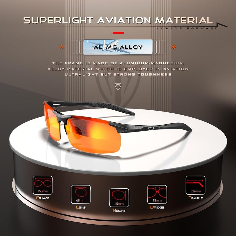 ATTCL Polarized Sunglasses Men Sports: UV Protection Anti Glare Wrap Around Lightweight Metal Driving Fishing Golf Running - Image 4