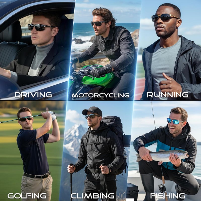 ATTCL Polarized Sunglasses Men Sports: UV Protection Anti Glare Wrap Around Lightweight Metal Driving Fishing Golf Running - Image 3